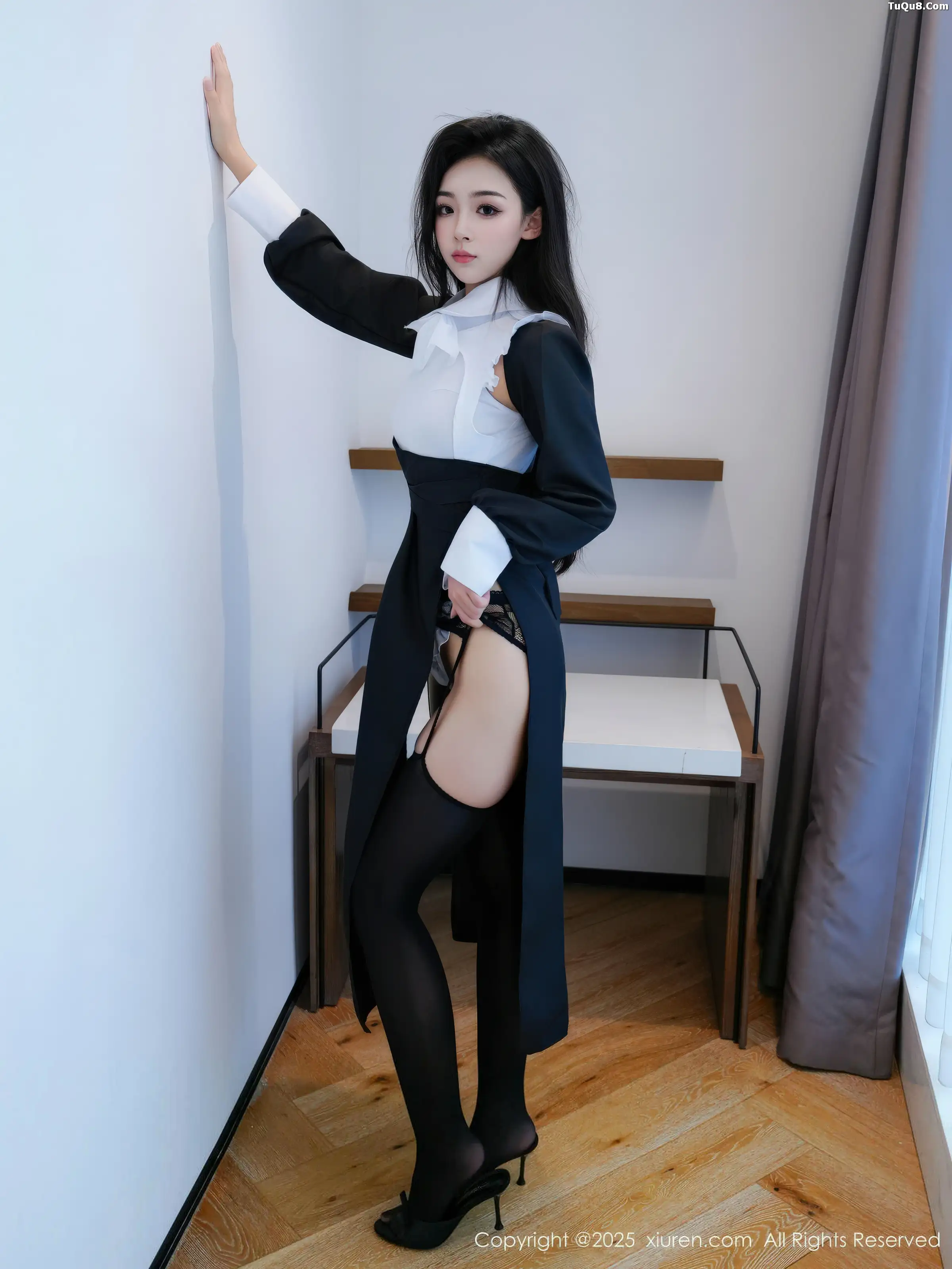 白琮瑗性感黑白修女服饰配黑丝吊袜秀曼妙身姿撩人绝美写真65P 4