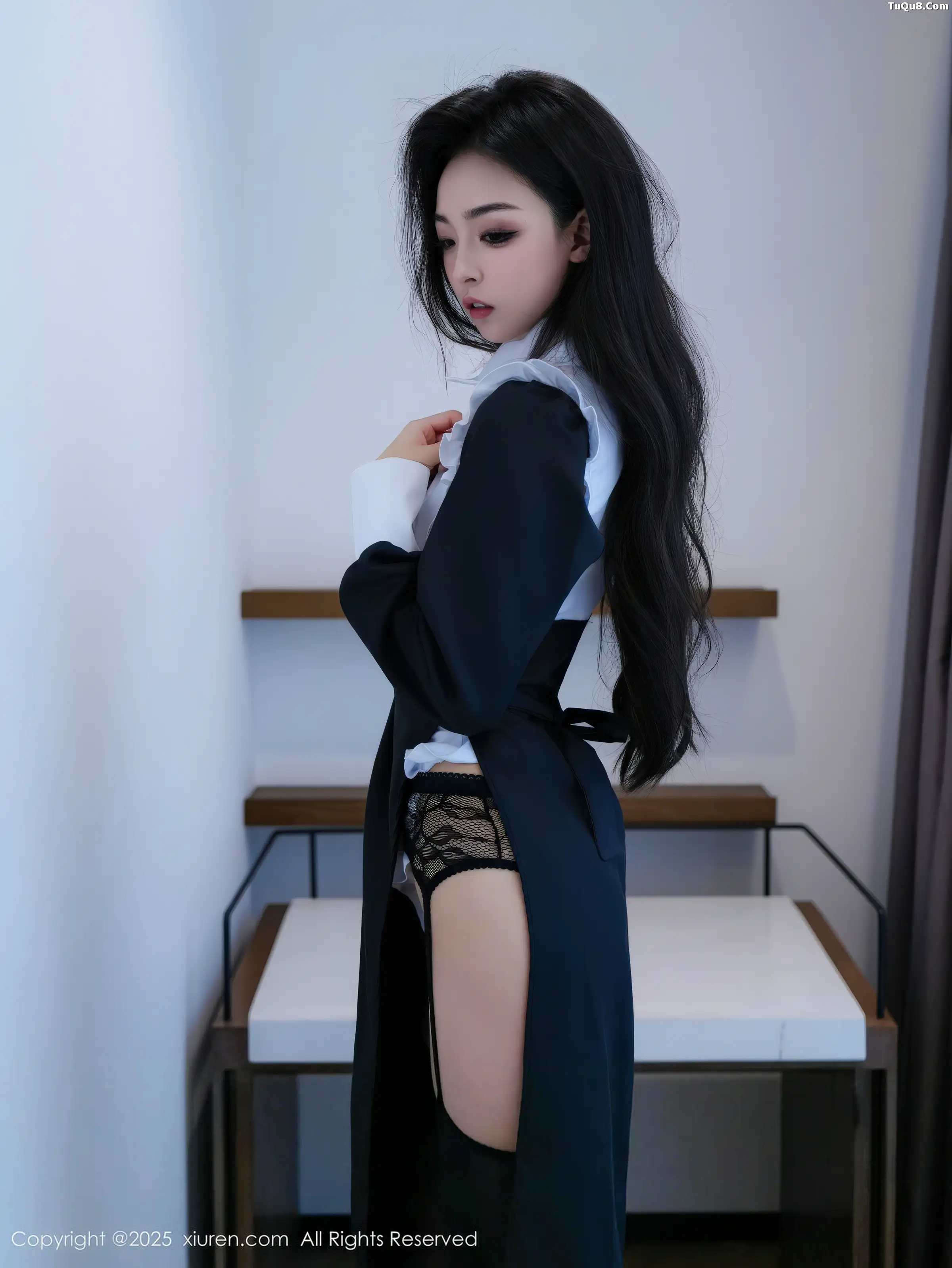 白琮瑗性感黑白修女服饰配黑丝吊袜秀曼妙身姿撩人绝美写真65P 5