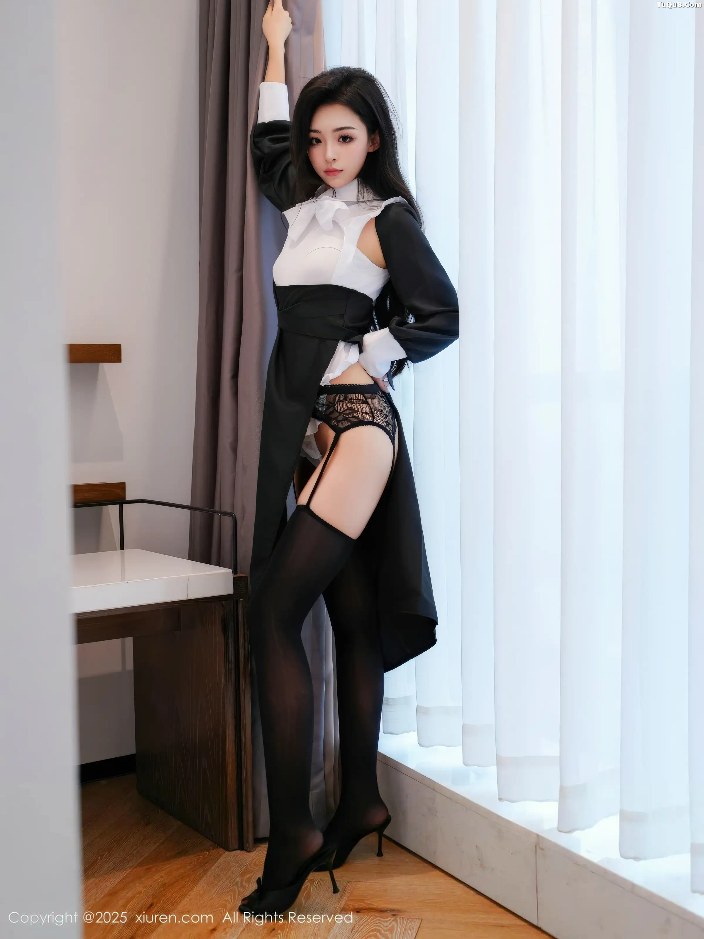 白琮瑗性感黑白修女服饰配黑丝吊袜秀曼妙身姿撩人绝美写真65P 7