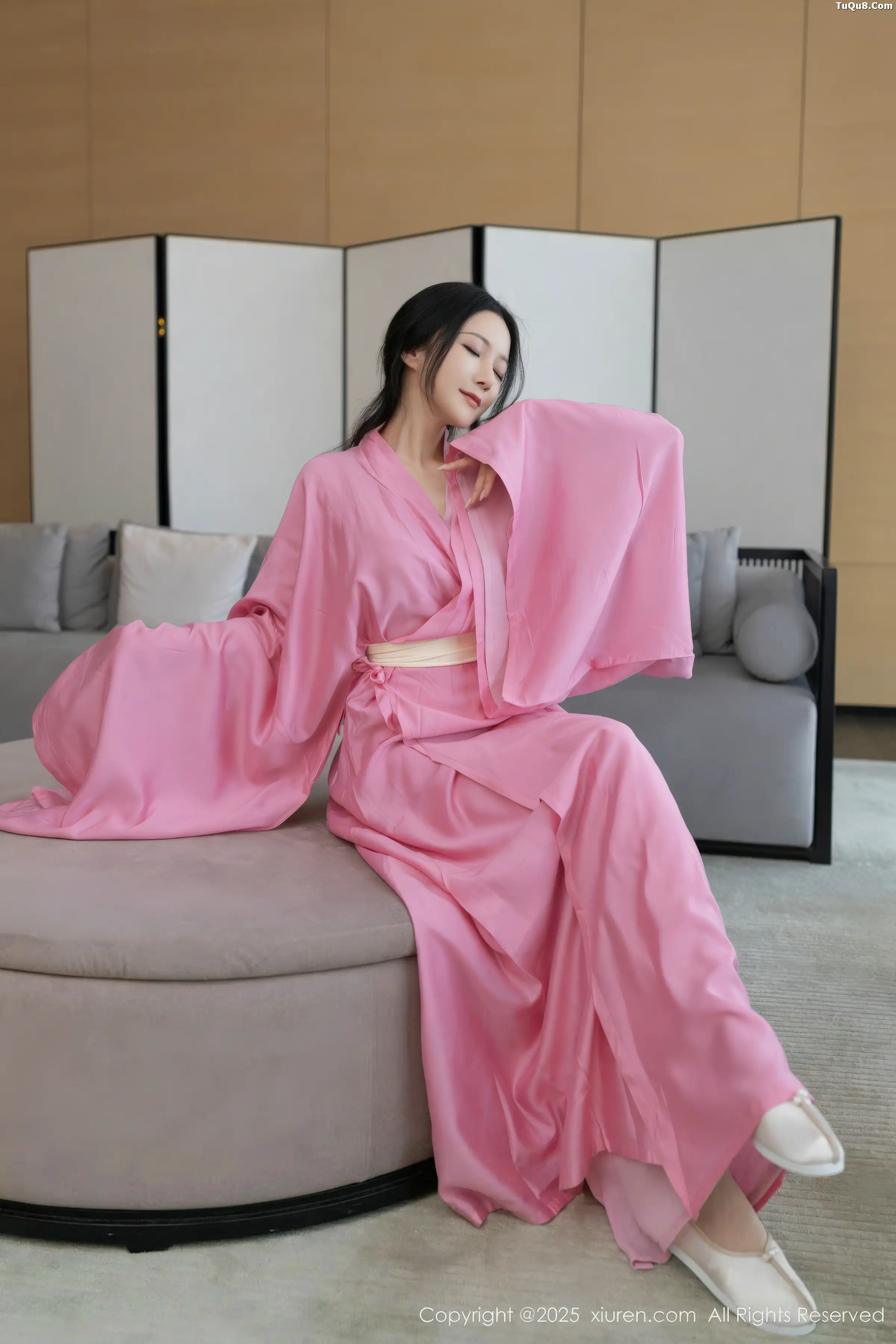 Caviar Fish Sexy Pink Moon Shadow Gauze Paired with Ultra-thin Sheer Material Show Off Graceful Figure Beautiful Photo Set 82P 4