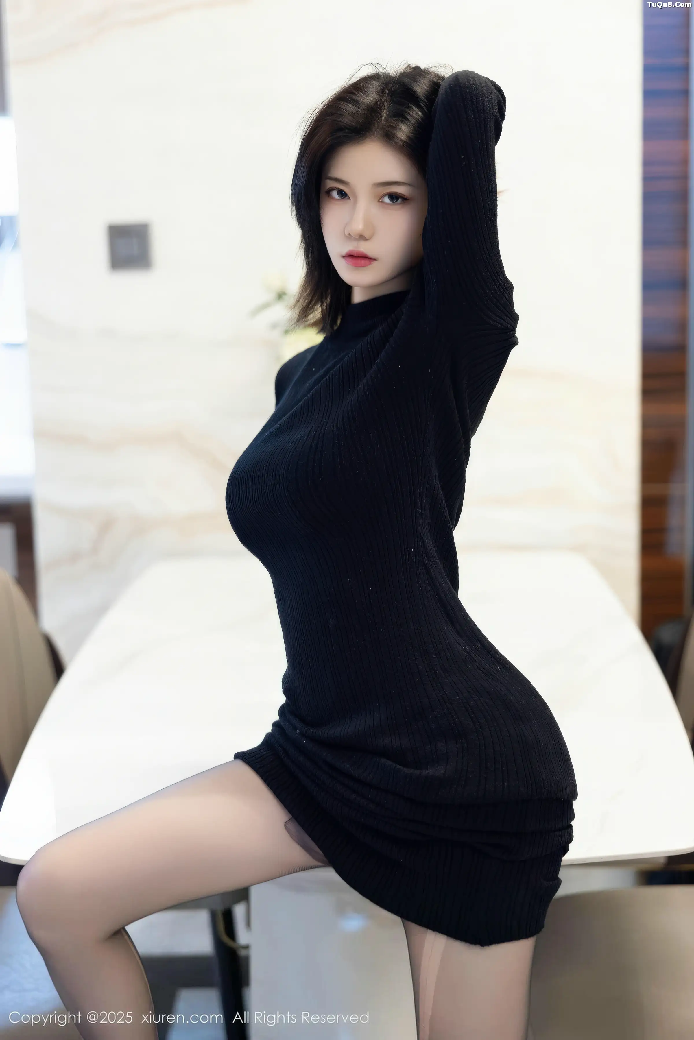 Zhaoyan Baby Black Dress with Ultra-thin Black Stockings Showing Graceful Figure Stunning Photoshoot 97P 6