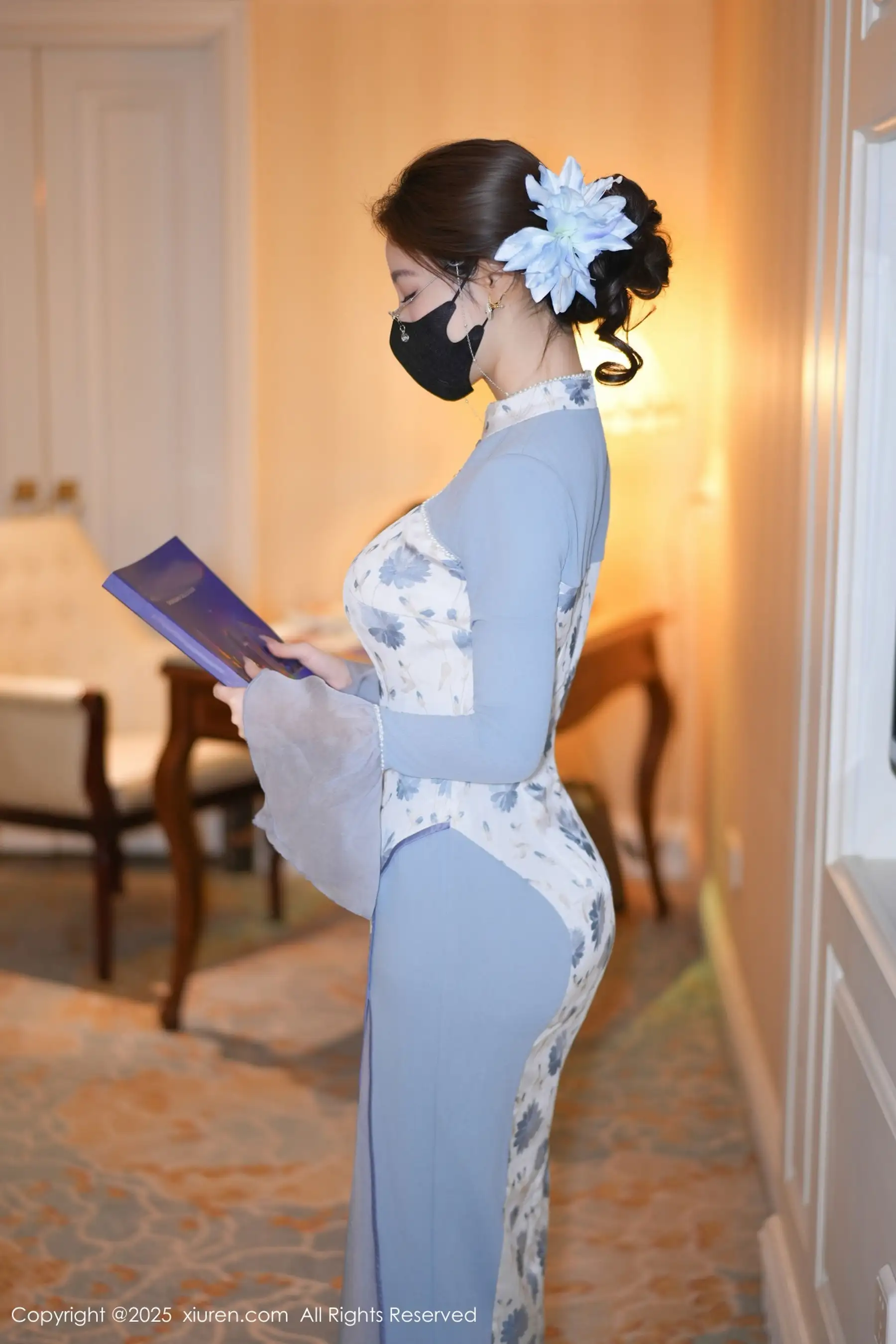 Twins-Táo Táo sexy blue dress revealing white underwear showing graceful figure absolutely beautiful photos 80P 2