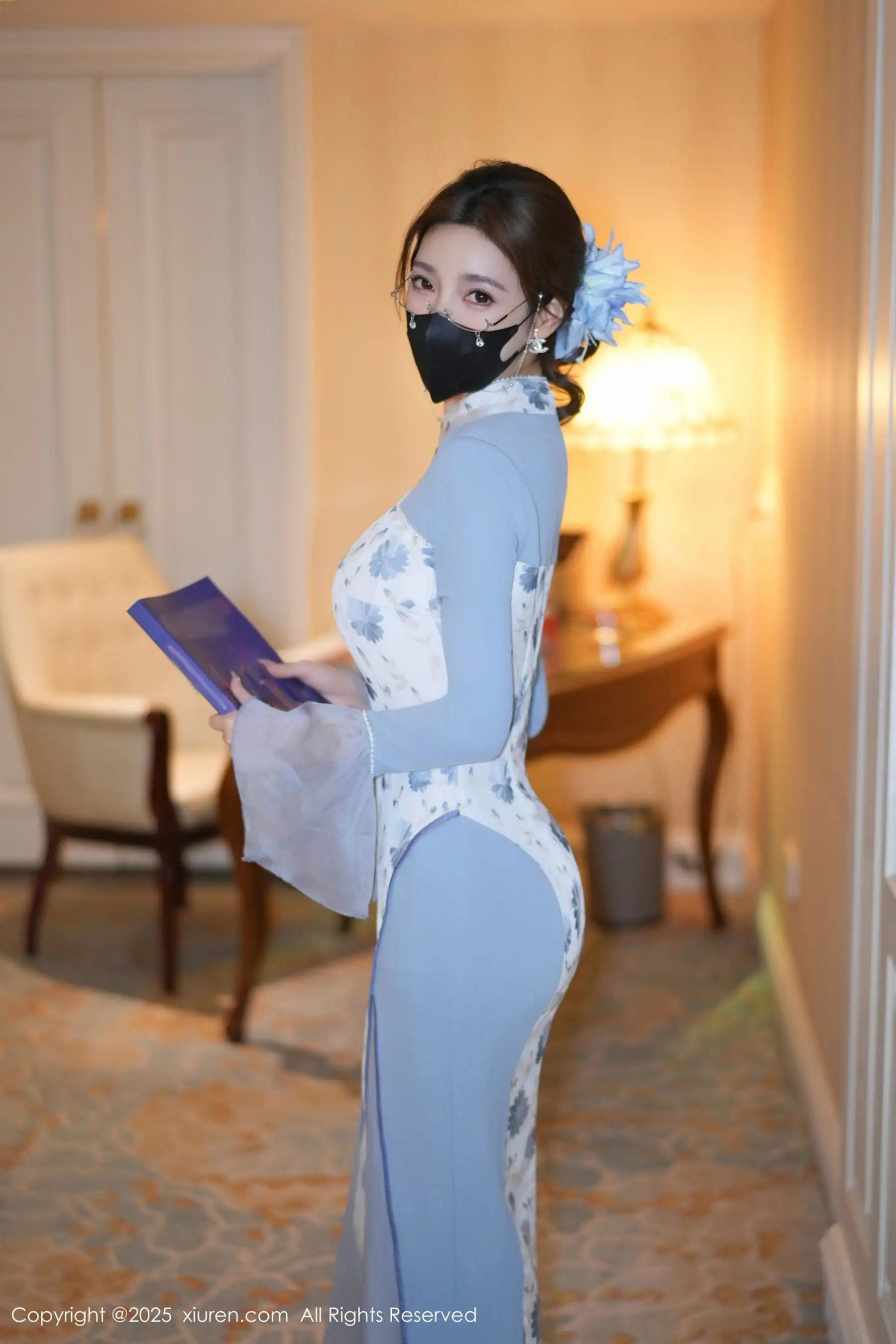 Twins-Táo Táo sexy blue dress revealing white underwear showing graceful figure absolutely beautiful photos 80P 3