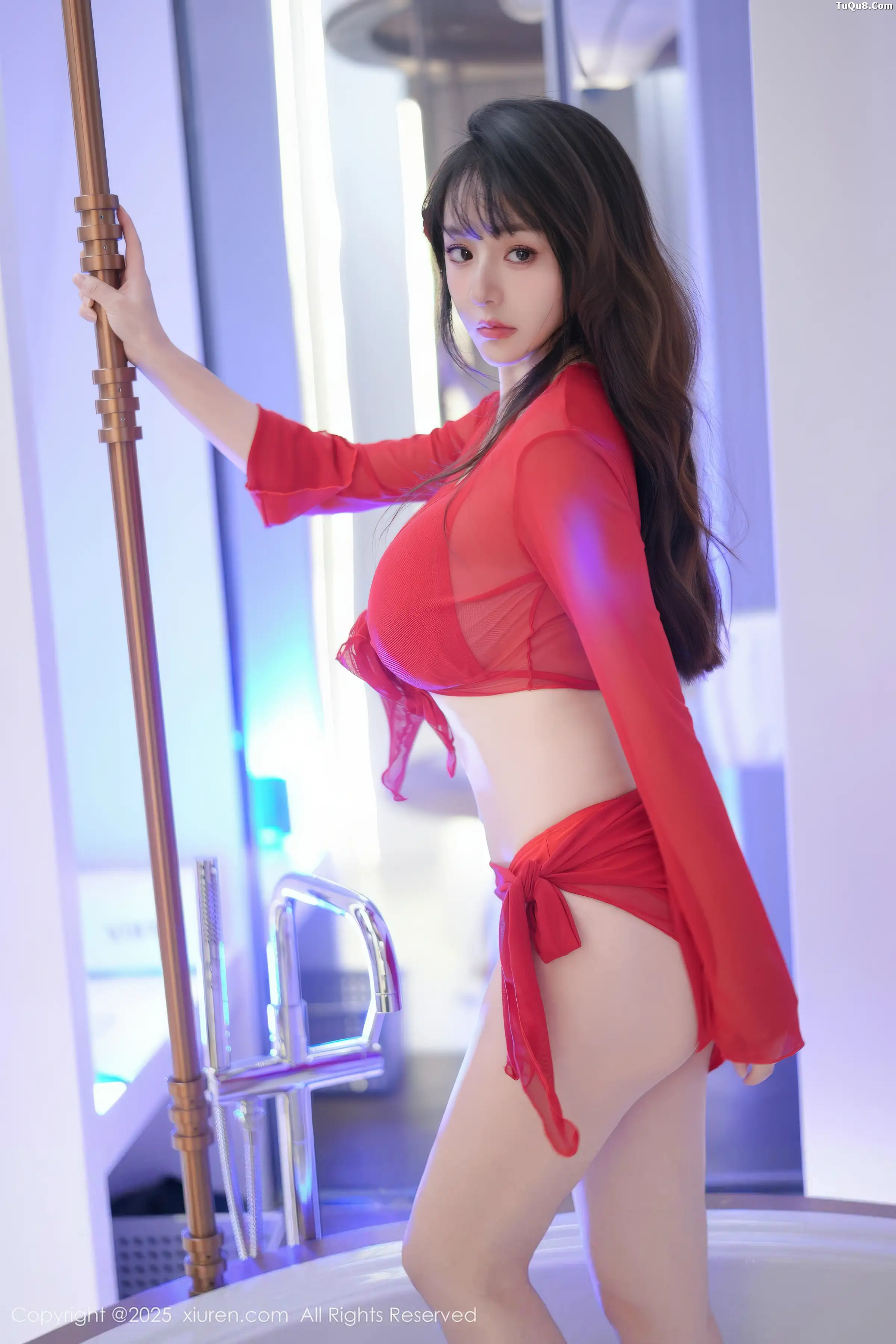 Shen Nanxi RuRu Red Sheer Revealing Sexy Red Bikini Showcasing Perfect Figure Absolutely Beautiful Photos 62P 9