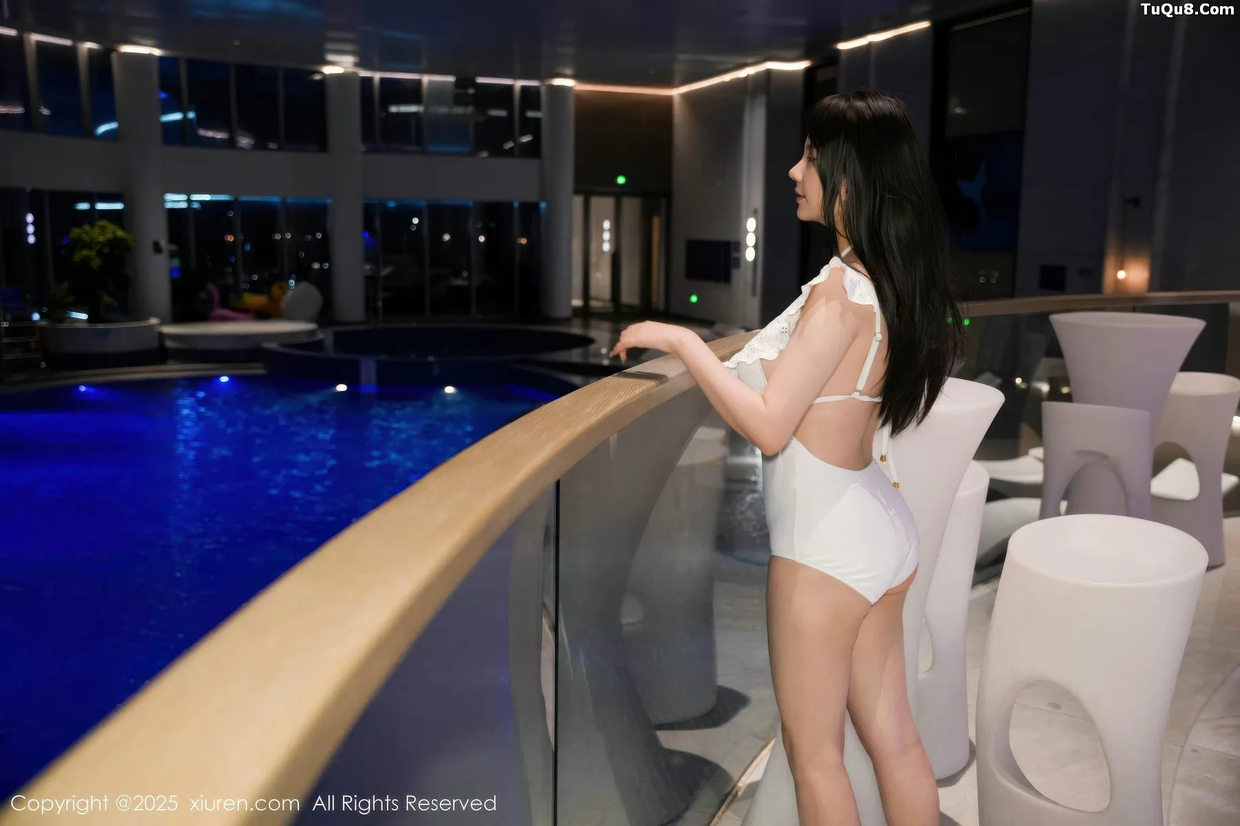 Soft Pool Scene Sexy White Bikini Show Perfect Figure Charming Beautiful Photos 71P | 9 photos visible