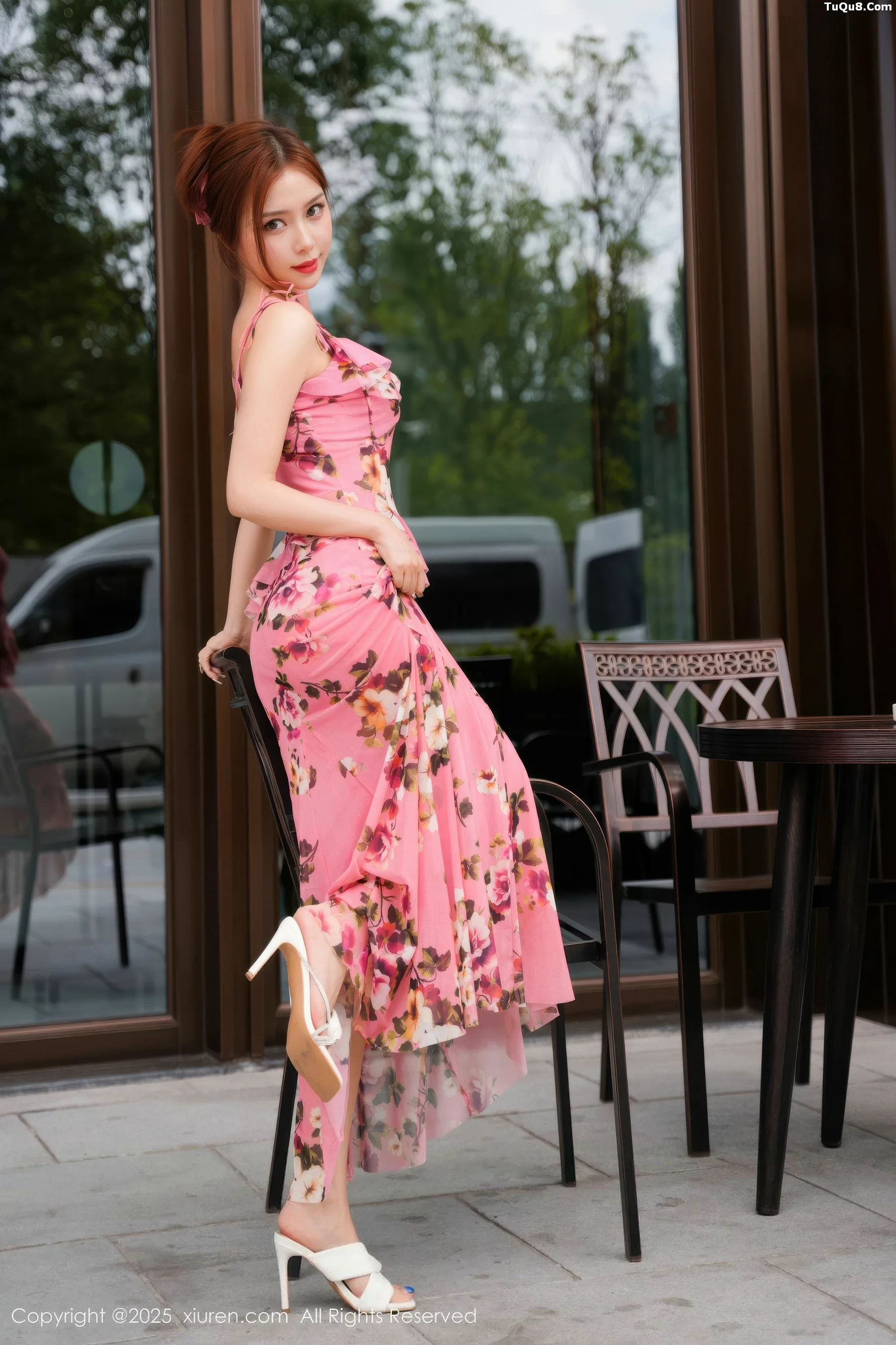 Bai Zhi yy bathtub scene sexy floral dress revealing purple underwear showcasing soft and beautiful figure exquisite photo set 60P 4