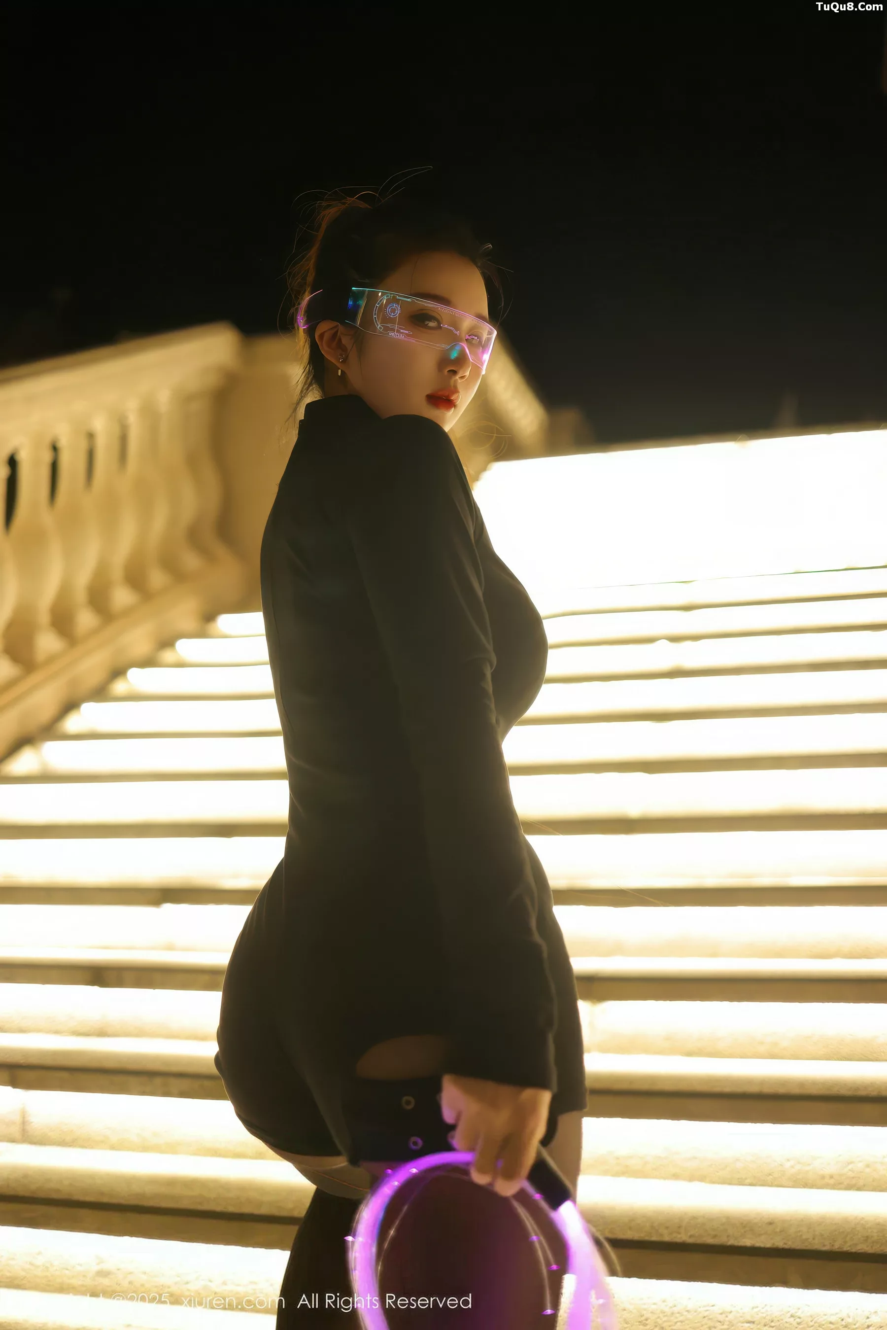 Little plump kitty sexy black one-piece mini skirt with ultra-thin black stockings, showcasing a beautiful figure photo set 73P 9