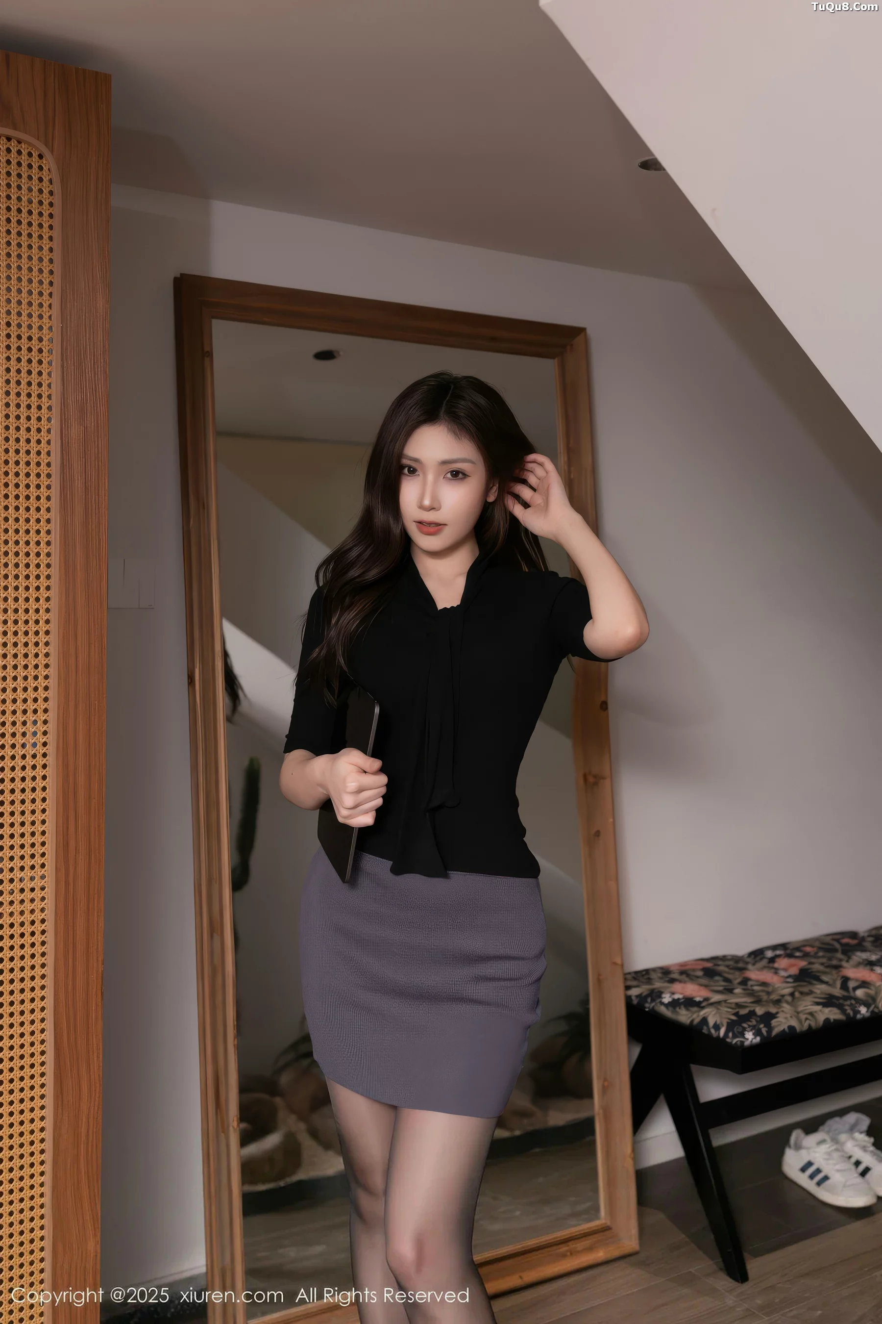 Liú Tíngtíng sexy black OL outfit revealing black lingerie paired with ultra-thin black stockings ultimate seductive photoshoot 77P 3