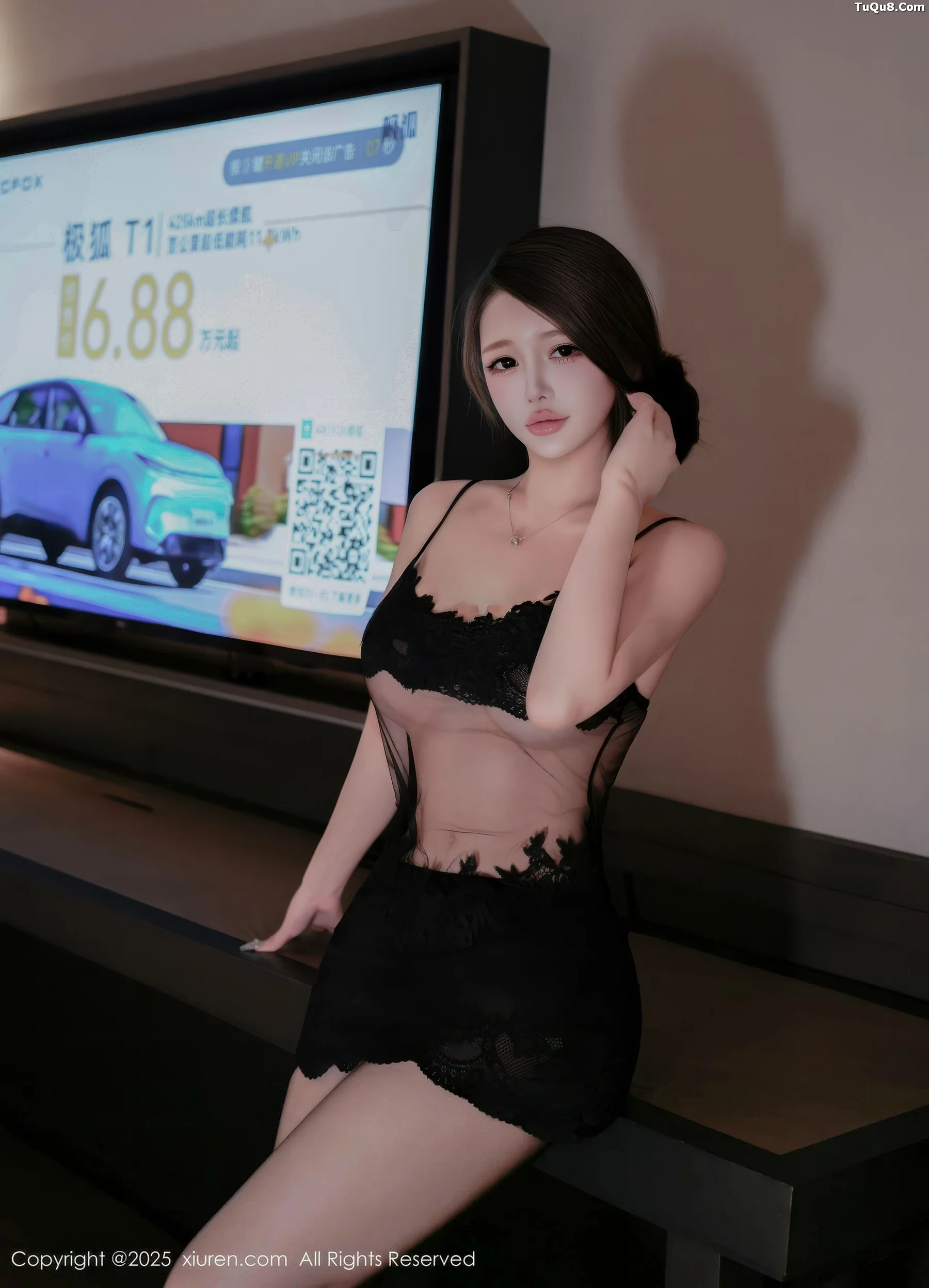 Tian Ni Sexy Black Lingerie with Ultra-thin Black Stockings Showcasing Voluptuous Figure Charming Absolutely Beautiful Photoshoot 70P 2