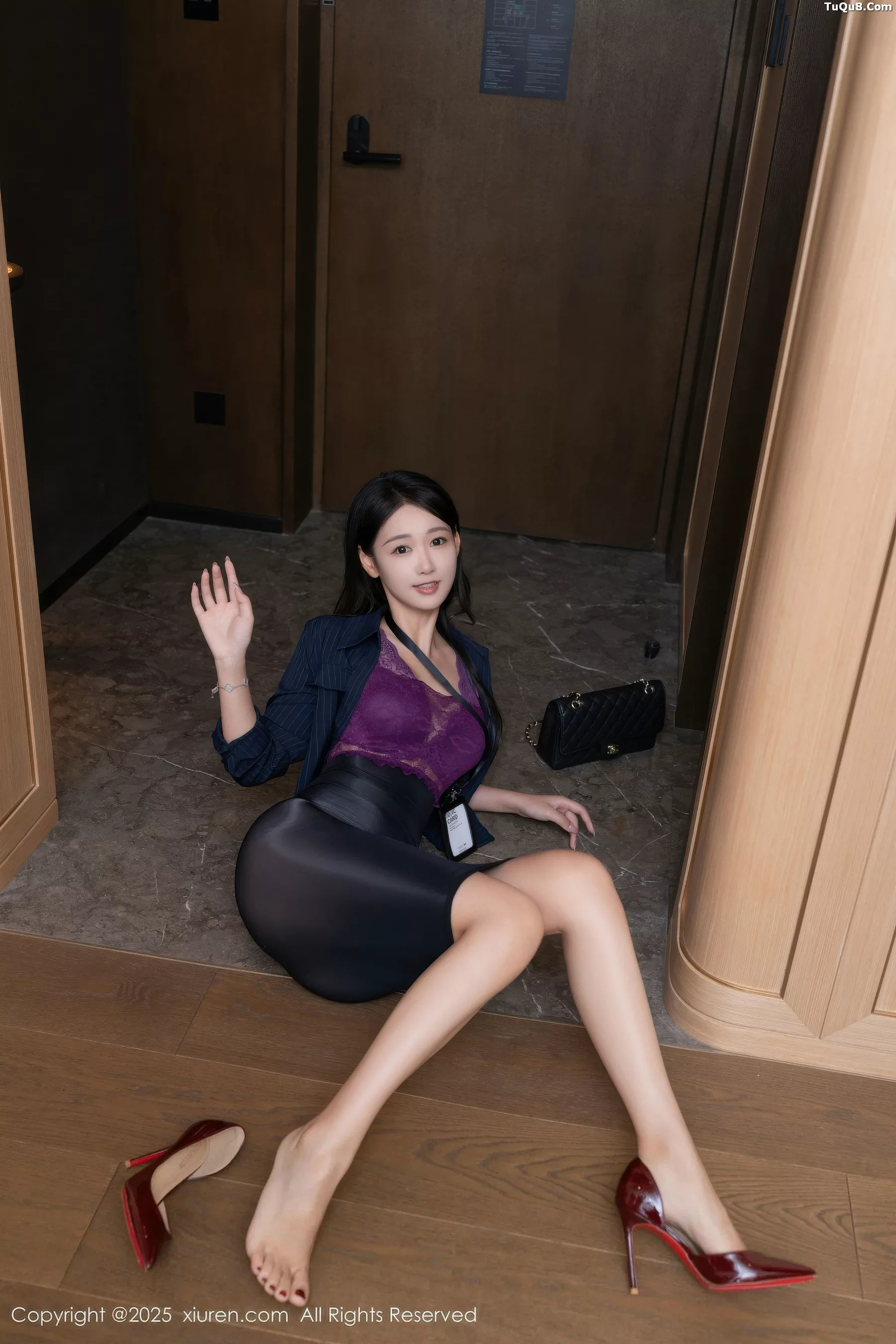 Tang Anqi Sexy Purple Lingerie and Sheer Black Stocking Skirt Displaying Graceful Figure Captivating Gorgeous Photoshoot 77P 8