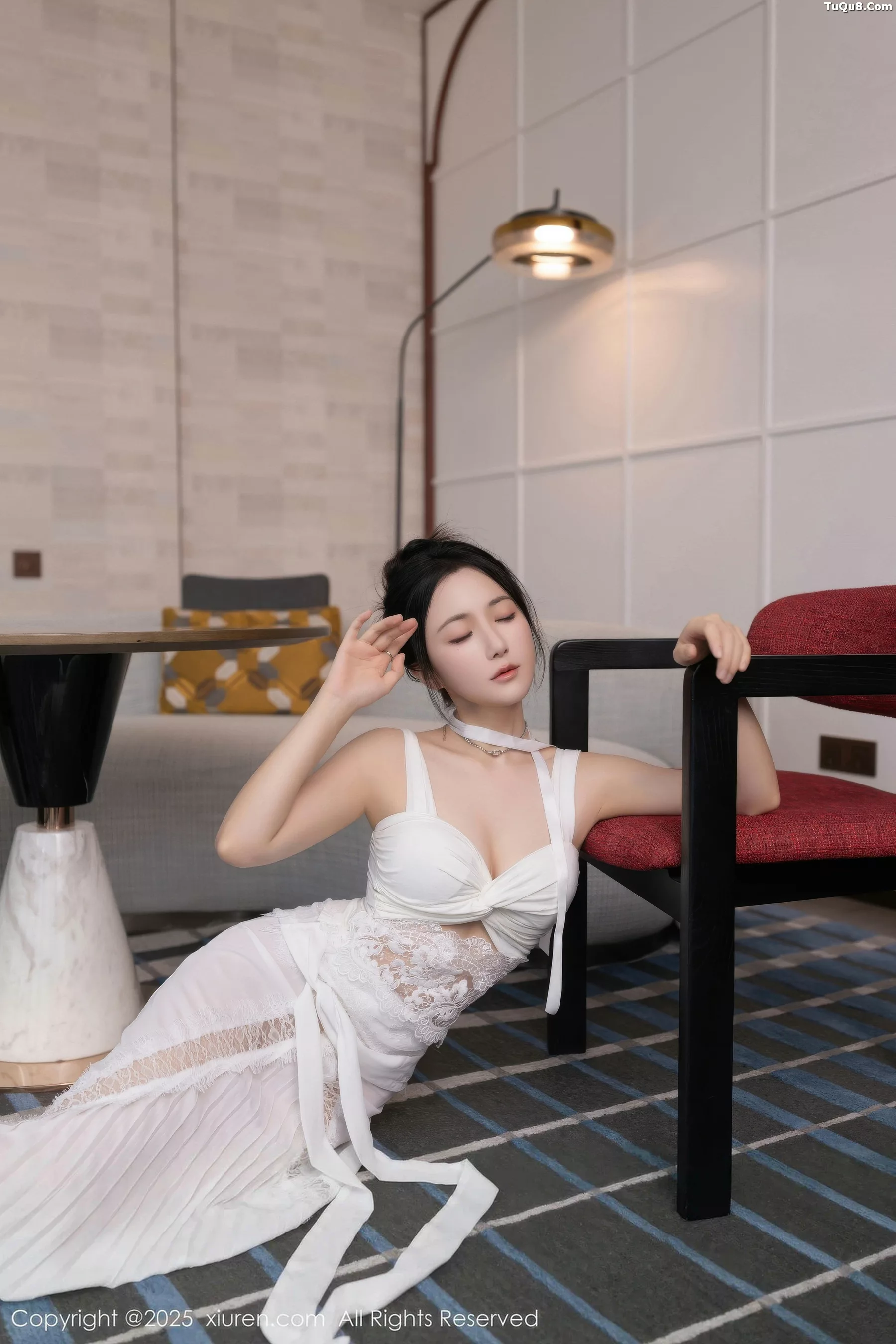 Caviar Fish Sexy White Long Dress with Ultra-Thin Seamless Look Showing Graceful Figure Beautiful Photoshoot 76P 8