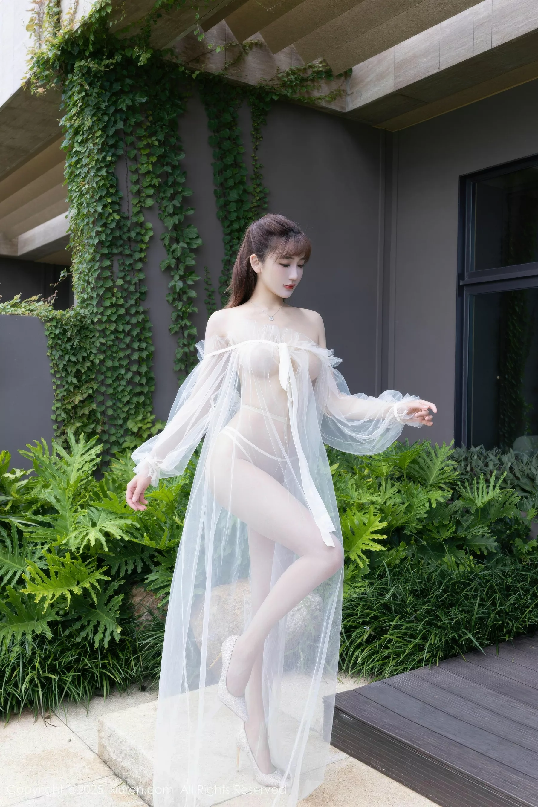 Lu Xuanxuan Sexy Sheer White Gauze Paired with Ultra-Thin Flesh Silk Showing Beautiful Figure, Hot Gorgeous Photos 70P 3
