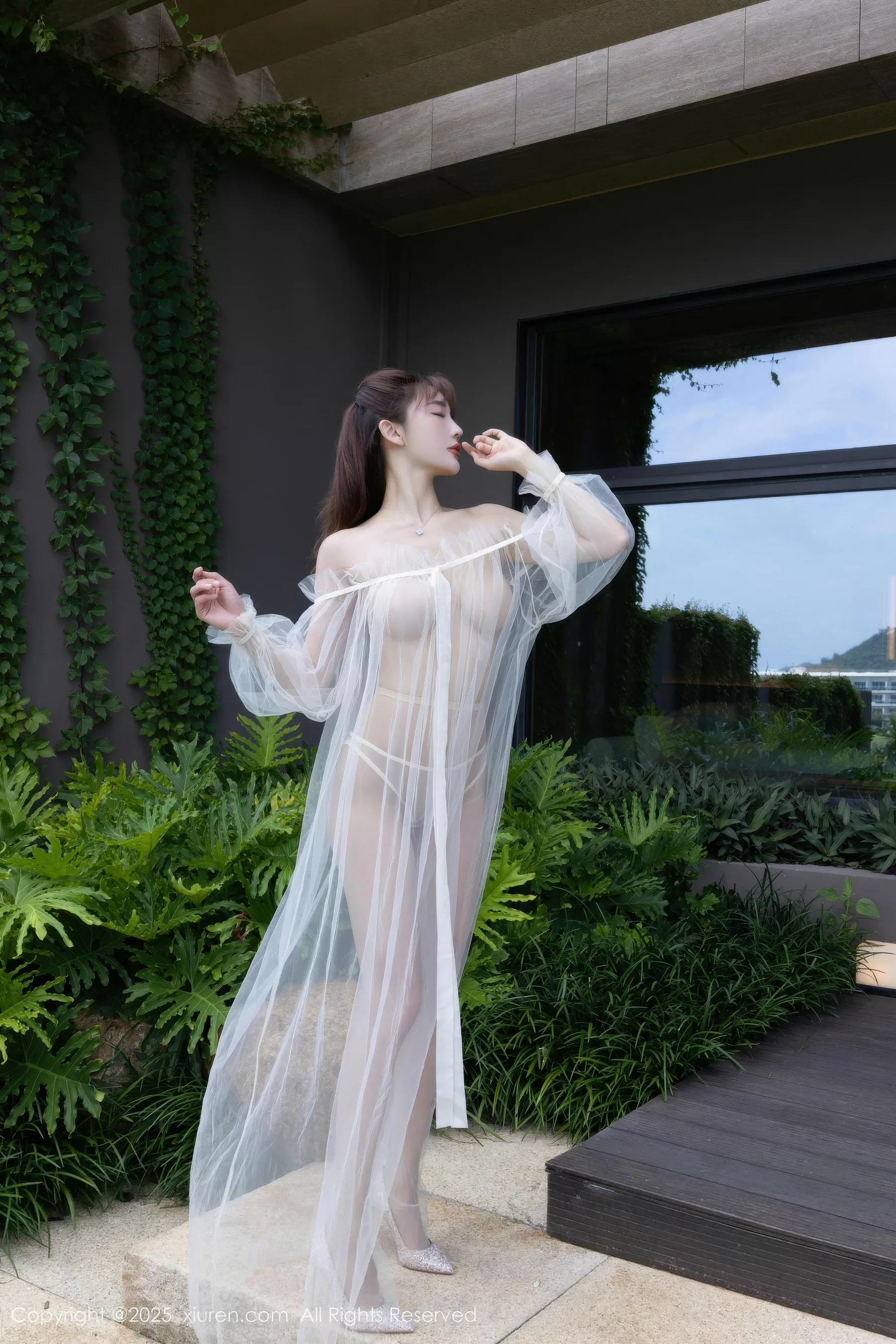 Lu Xuanxuan Sexy Sheer White Gauze Paired with Ultra-Thin Flesh Silk Showing Beautiful Figure, Hot Gorgeous Photos 70P 6